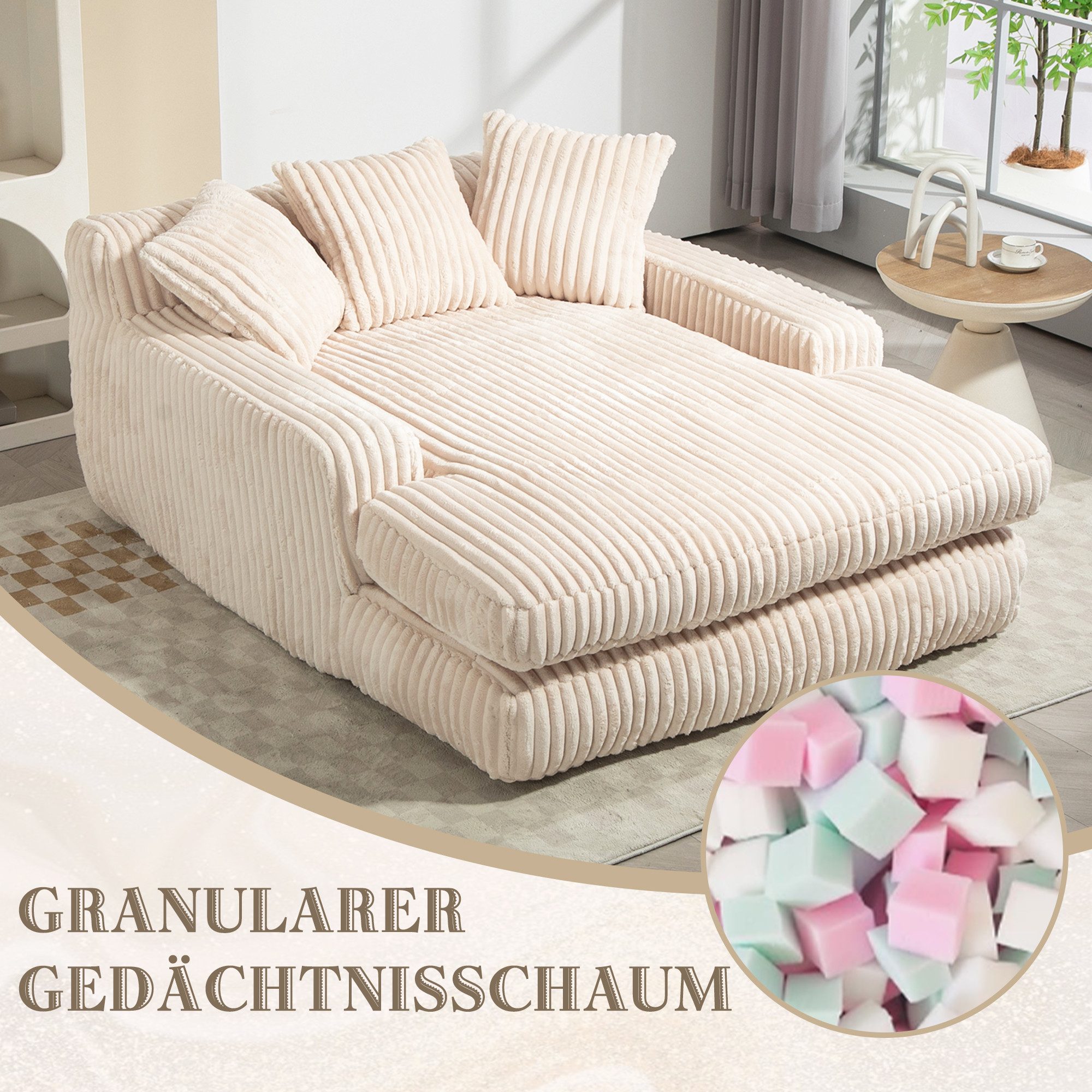 STILVORA Schlafsofa mit bettfunktion,Hochelastisches bean bag sofa cord für günstig online kaufen