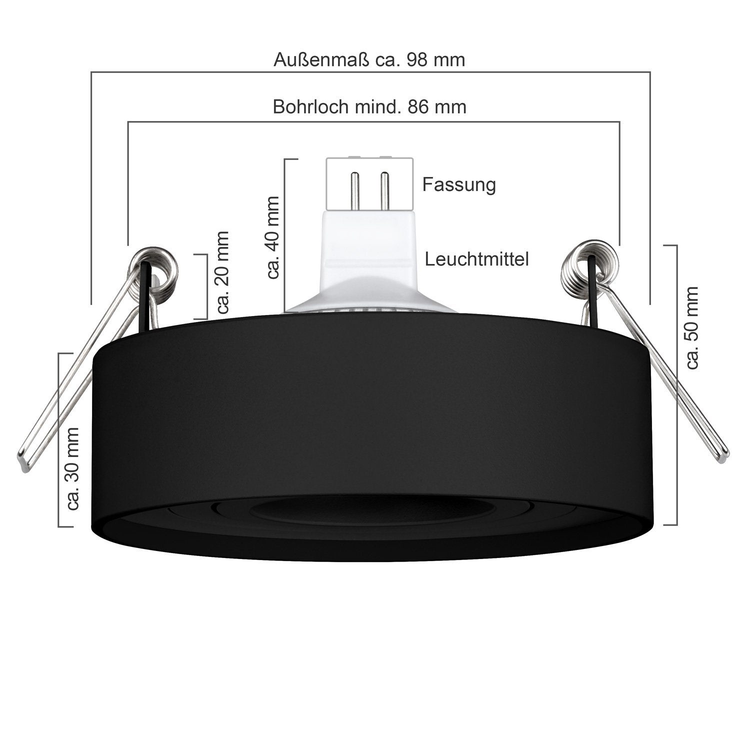 LEDANDO LED Einbaustrahler Einbaustrahler flach mit Leuchtmittel von extra LED 5W in Set schwarz