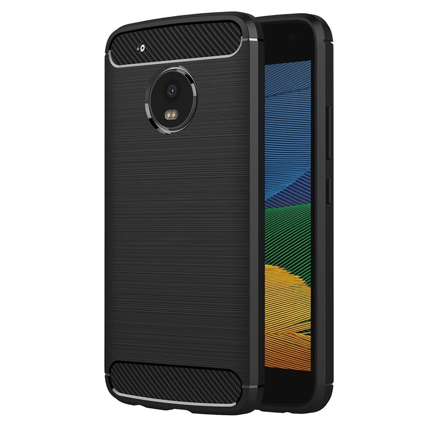 CoolGadget Handyhülle Carbon Handy Hülle 5 Zoll, robuste Telefonhülle  Karbon Case Schutzhülle für Motorola G5 Hülle