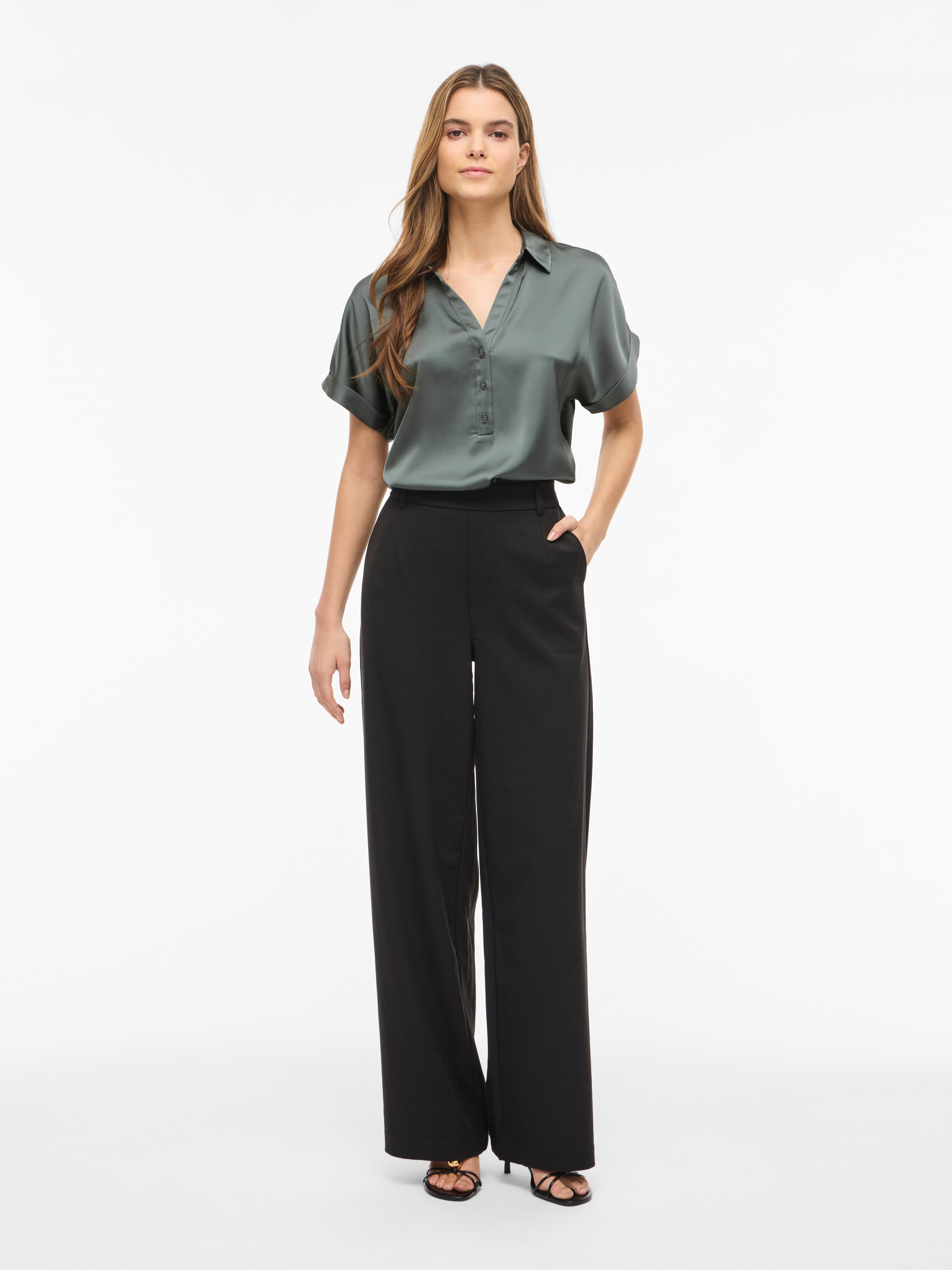 Vila Kurzarmbluse VIENNA RAVENNA S/S TOP - NOOS Kunstfaser, regular fit – Bild 4 von 5