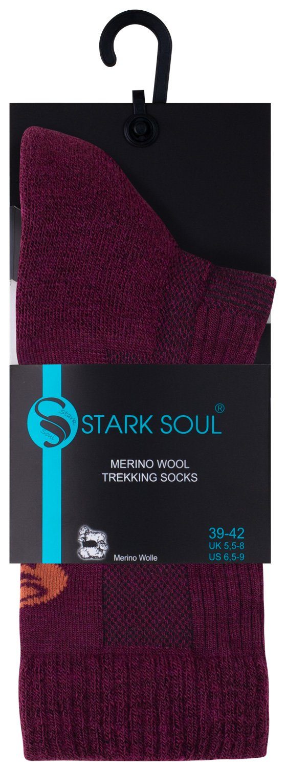 Outdoor Stark Unisex Socken, Trekking 3 Funktionssocken oder 1 Burgund Soul® Paar Merino (1-Paar)