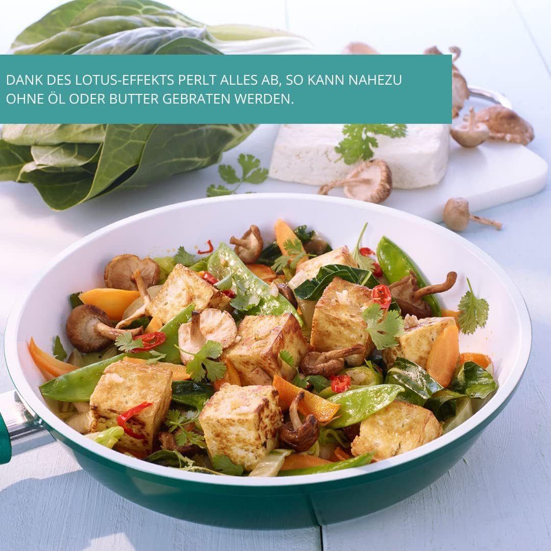 Genius Bratpfanne Cerafit Fusion Induktion Keramik Pfannen, Edelstahl (Set, 3 Bratpfannen Ø 28 cm 24cm 20 cm), Antihaft Beschichtung kratzfest Lotus Effekt