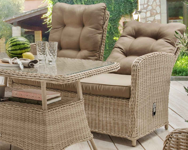 Destiny Loungesofa MERANO II, Polyrattan, Rückenlehne stufenlos verstellbar, inkl. Auflagen