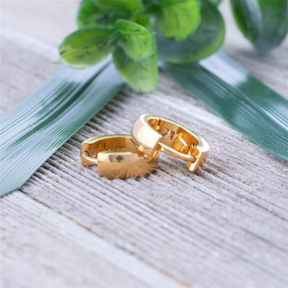 BUNGSA Creolen-Set Gold - Creolen 4mm aus Edelstahl Unisex (1 Paar (2 Stück), 2-tlg), Ohrschmuck Ohrringe