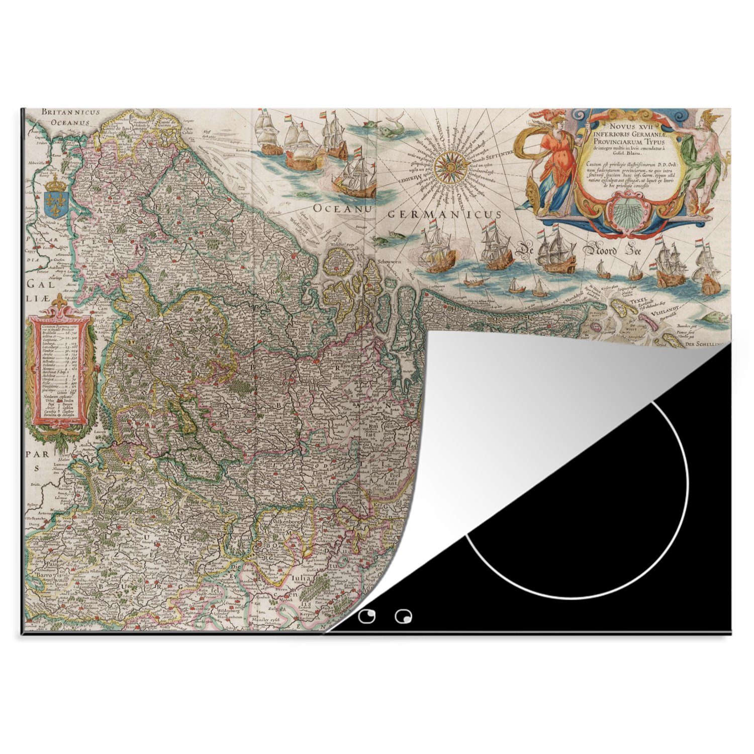der Niederlande, 70x52 Arbeitsfläche Karte Mobile Ceranfeldabdeckung tlg), nutzbar, Herdblende-/Abdeckplatte cm, MuchoWow Vinyl, (1
