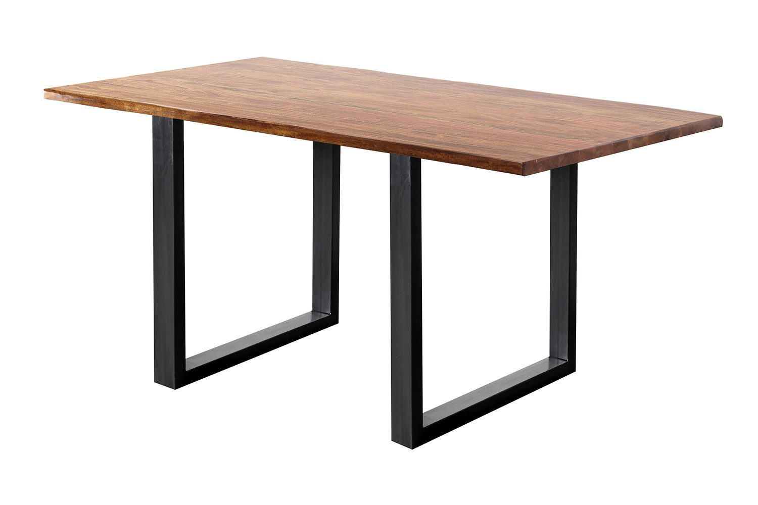 KAWOLA Baumkantentisch LORE, Akazie massiv natürliche Baumkante mit 2 Ansteckplatten