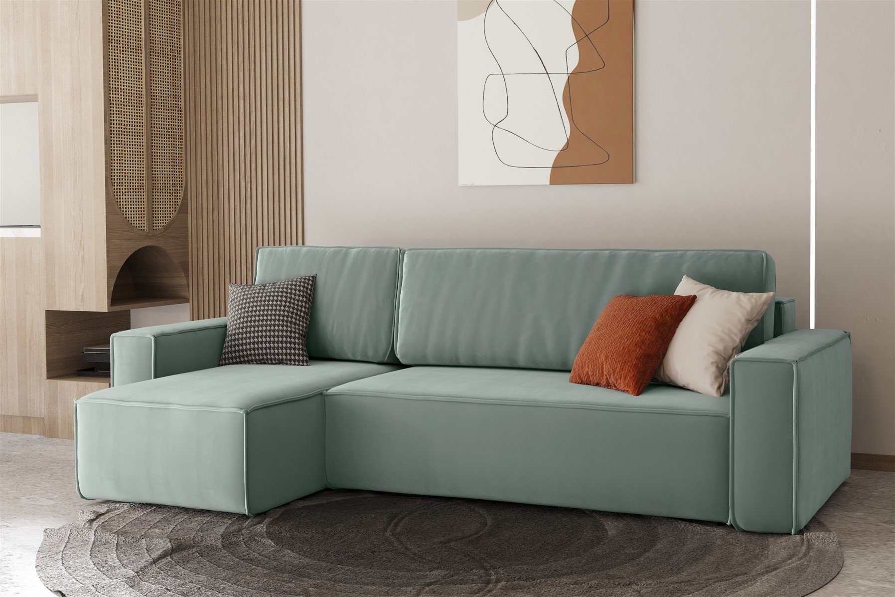 Fun Möbel Ecksofa Ecksofa MARIS mit mane in Stoff Swing, mit Schlaffunktion, Rundumbezug Mint