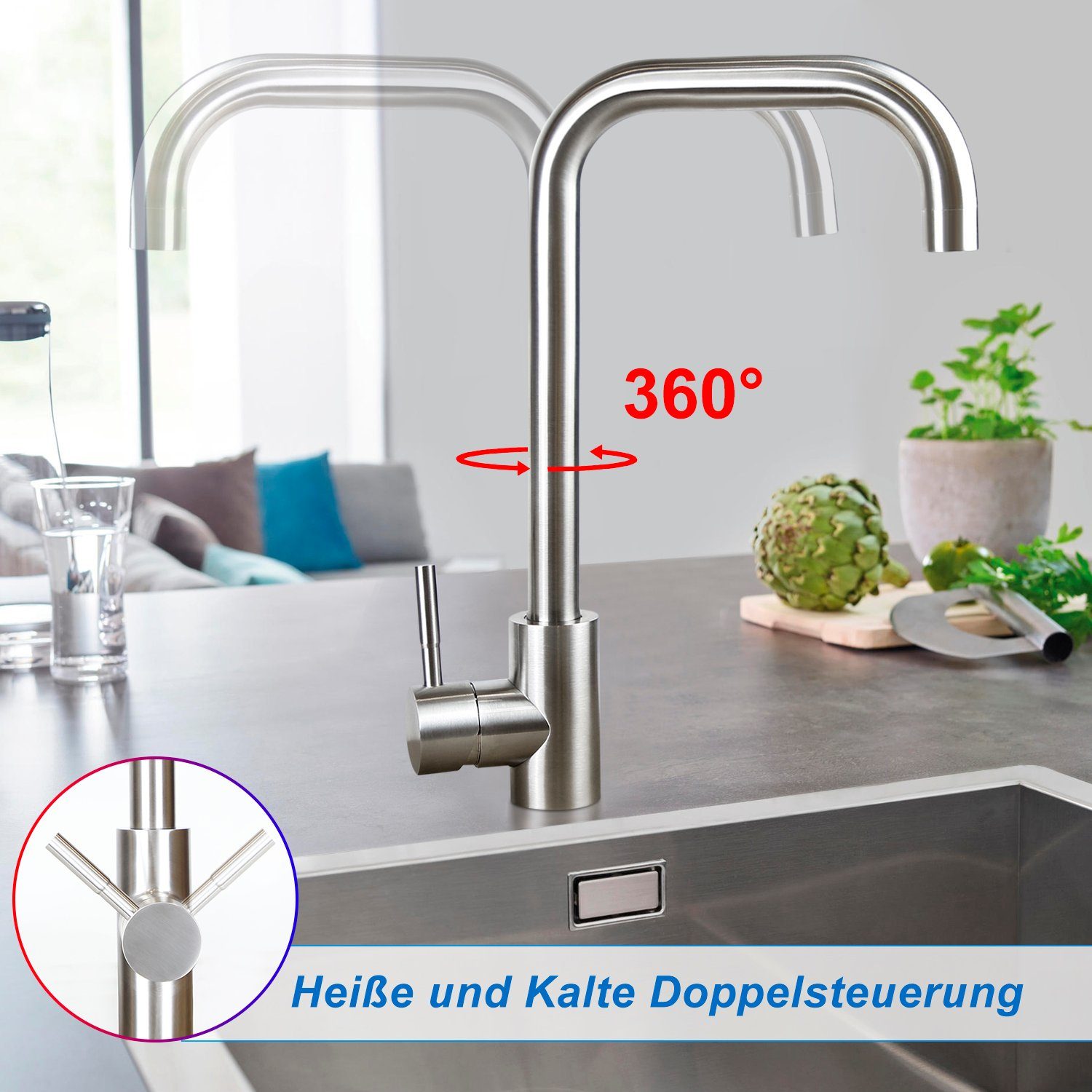 ZMH Waschtischarmatur 3 Stile Edelstahl Mischbatterie günstig online kaufen