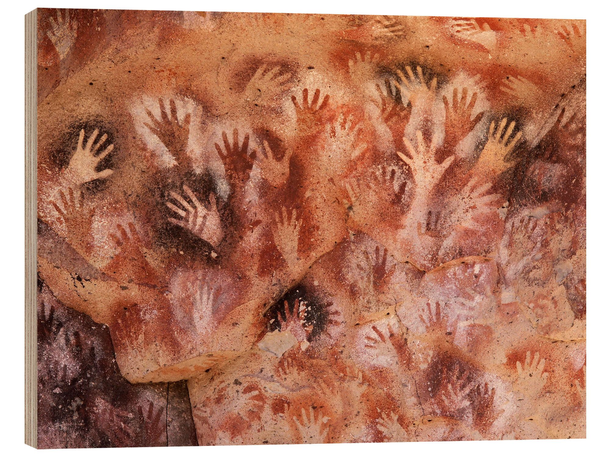 Posterlounge Holzbild Javier Trueba, Höhle der Hände, Argentinien, Fotografie