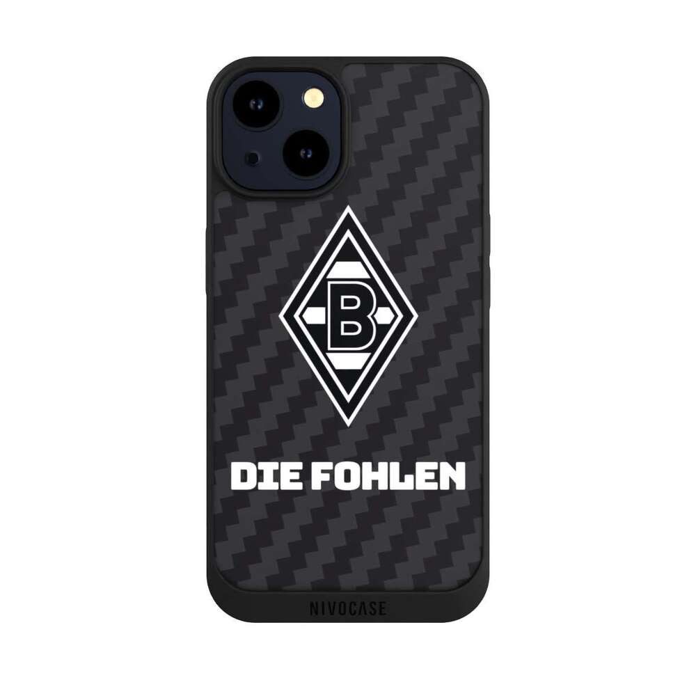 NIVOCASE Handyhülle Borussia Mönchengladbach Carbon Gladbach Die Fohlen Carbon, Apple iPhone 14 Handyhülle Hülle NIVOpure Case Schwarz