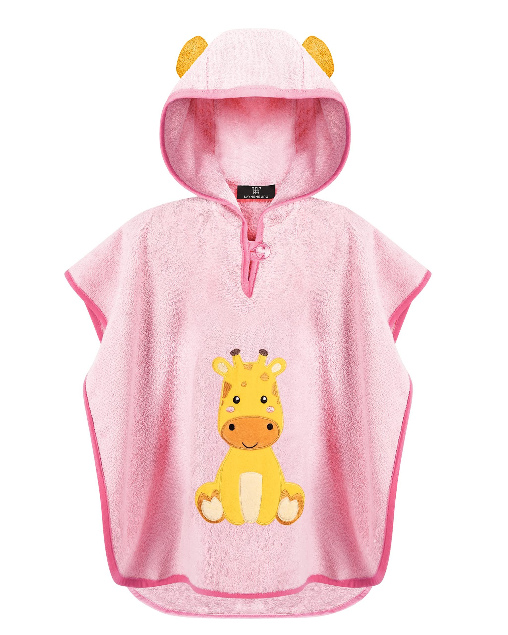 Laynenburg Badeponcho Kinder mit Kapuze - 100% Baumwolle - Strandponcho, Handtuch Poncho aus Frottee für Baby Jungen Mädchen