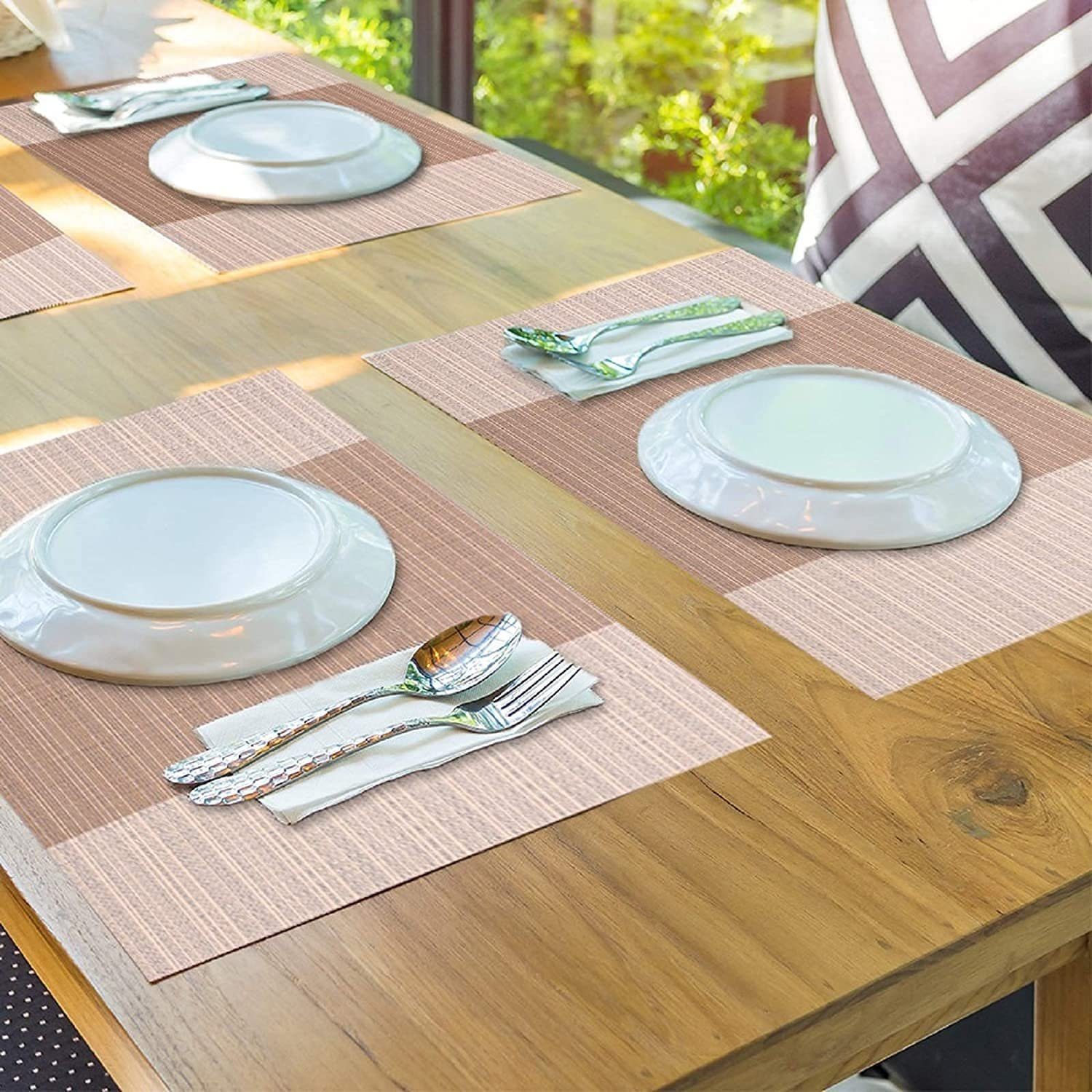 Tischsets 6 PVC Tischläufer Satz khaki Hitzebeständig Platzsets, von zggzerg