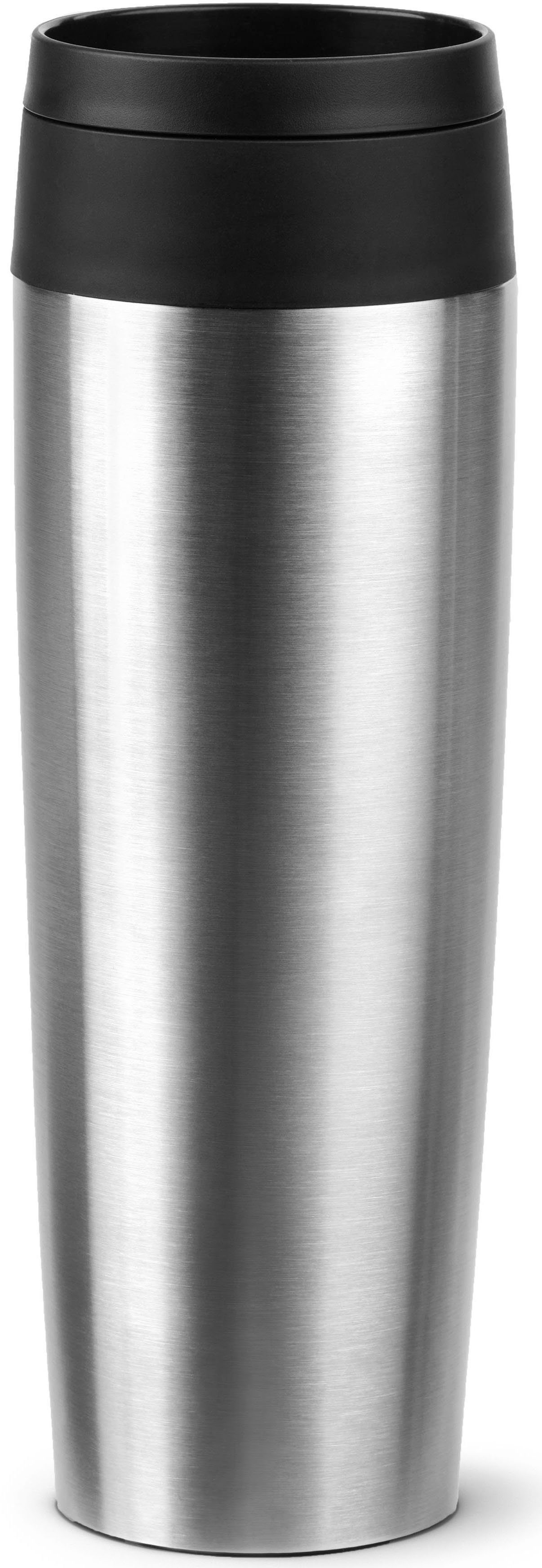 Emsa Thermobecher Travel Mug Classic, mit 360°-Trinköffnung, auslaufsicher, rutschfest, Edelstahl, Kunststoff, Silikon, 4h heiß, 8h kalt - 360 ml / 6h heiß, 12h kalt - 500 ml, 100% dicht
