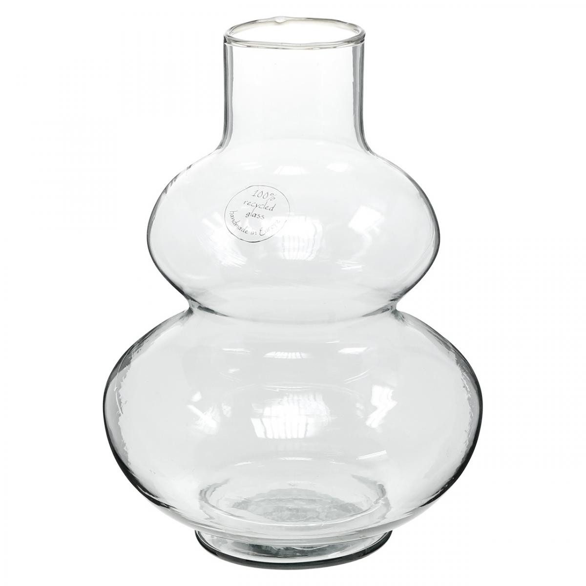 Tischvase Runde Glasvase Deko Blumenvase Recycling-Glas Ø16cm H23cm Klar