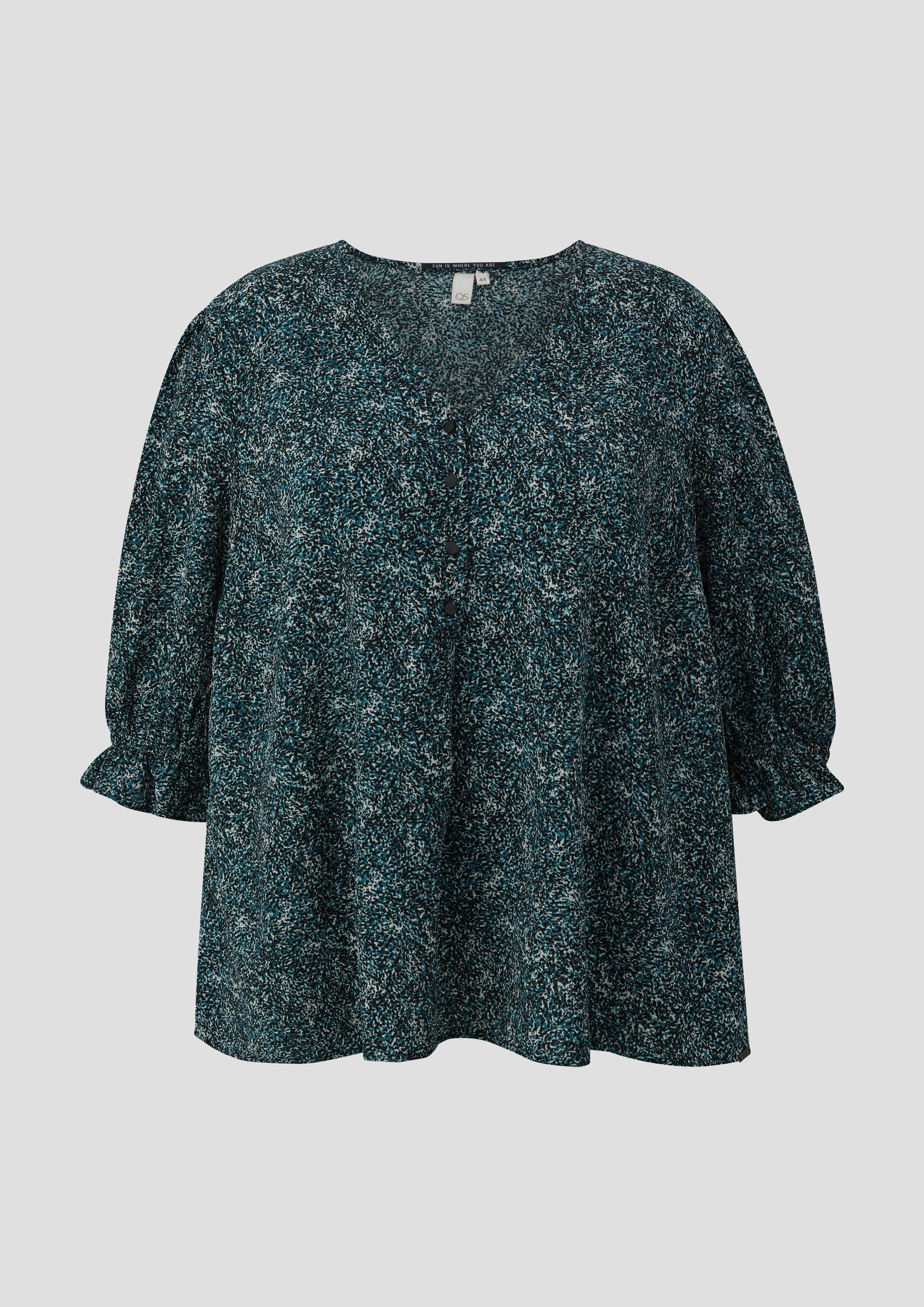 QS Langarmbluse Kurze, gemusterte Bluse mit günstig online kaufen