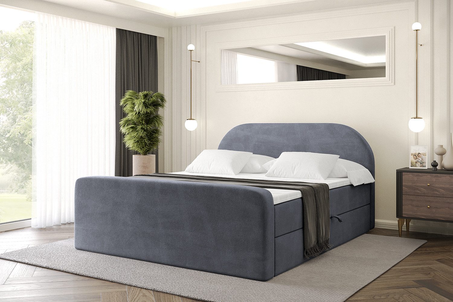 ALTDECOR Boxbett NOX-Z (Multipocket-Matratze H4, H3 Matratze Bonellfederung, Topper, Kopfteil), Doppelbett mit Fußteil