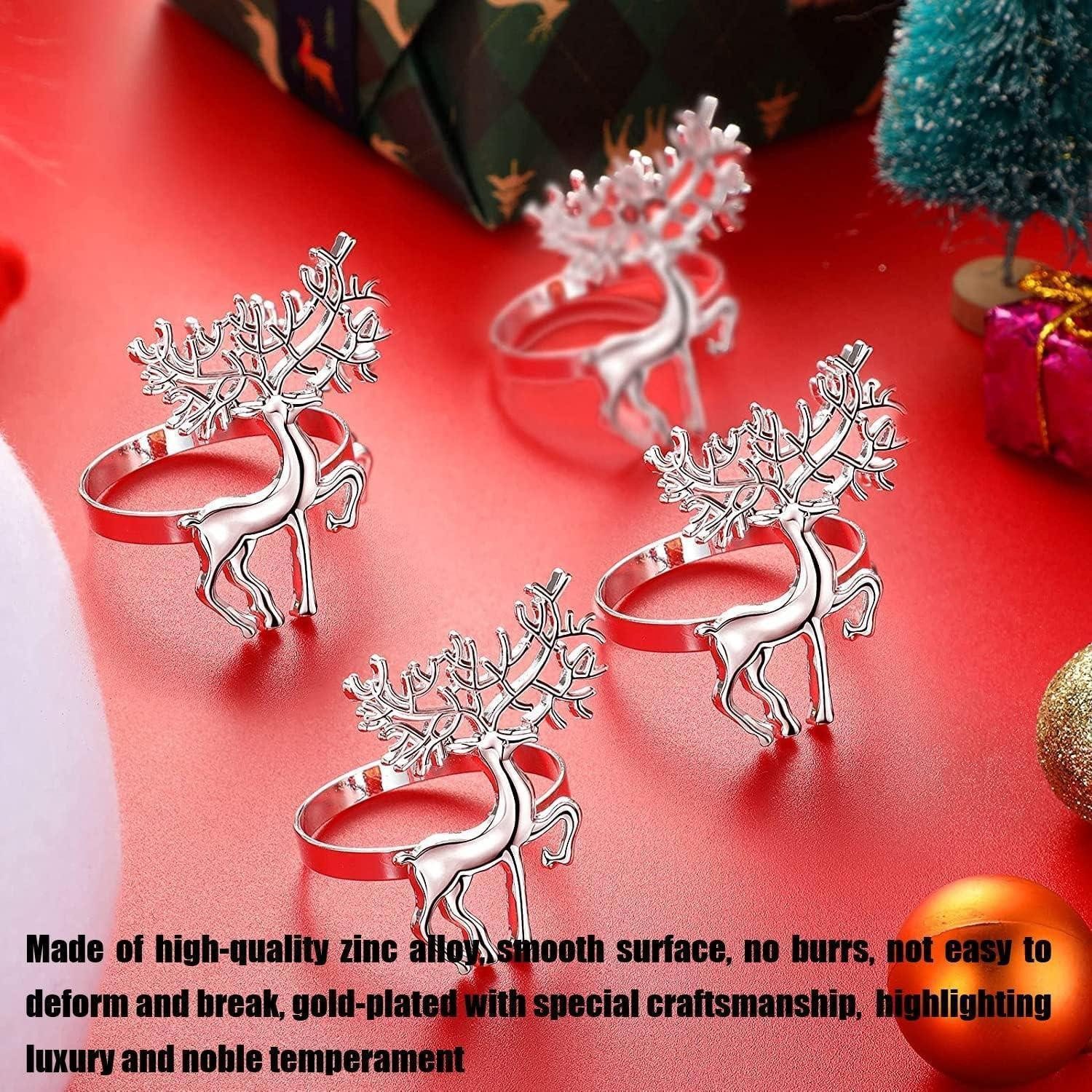 LuxusKollektion Serviettenring Weihnachten Rentier Serviettenringe 12 Stück 6CM Silber