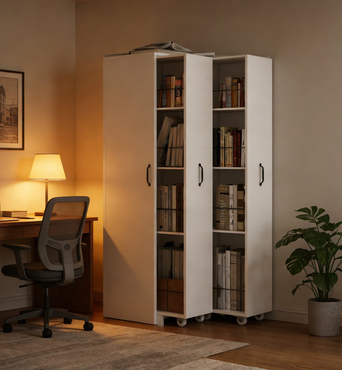 STILVORA Hochschrank mit Rollen,Badezimmerschrank Bücherregal Links&rechts austauschbar,MDF (Erweiterbares Highboard, 1-St., 4 Ebenen, MDF) Links und rechts austauschbar