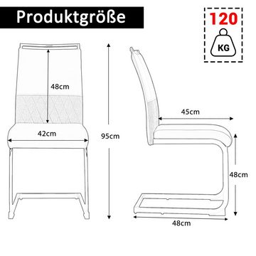 Ulife Freischwinger Esszimmerstühle Polsterstühle mit Kunstleder und Leinen (2 St)