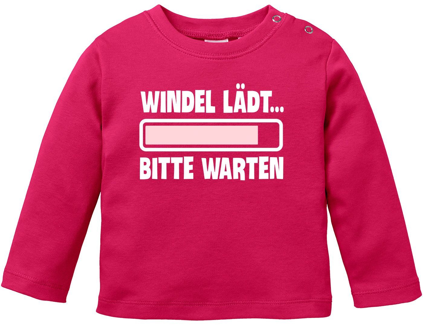 Rundhalsshirt Baby Langarmshirt Babyshirt Windel lädt bitte warten Spruch lustig