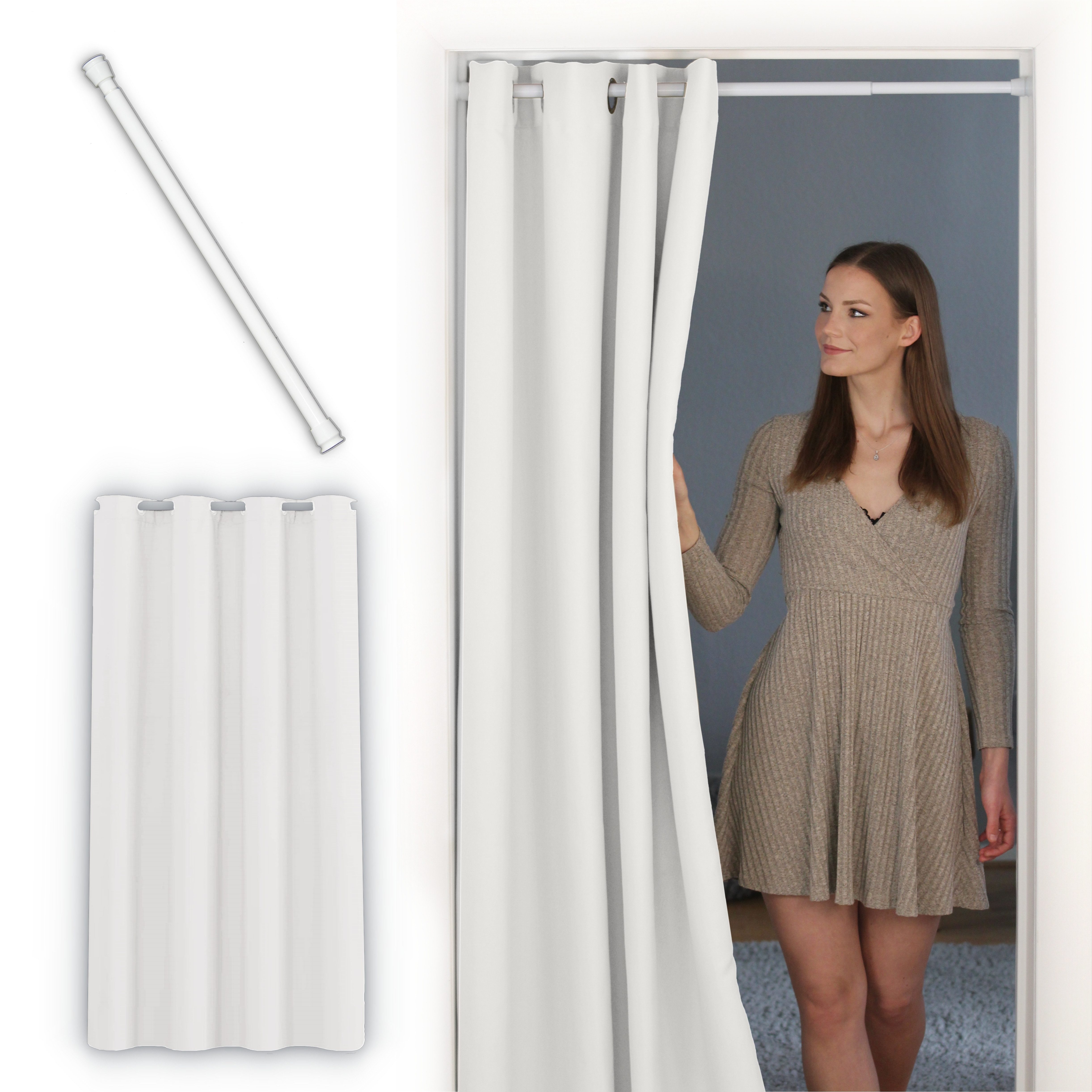 tinycurtains Türvorhang mit Stange weiß, Weiß (Purity), Gr. 150 cm x 200 cm