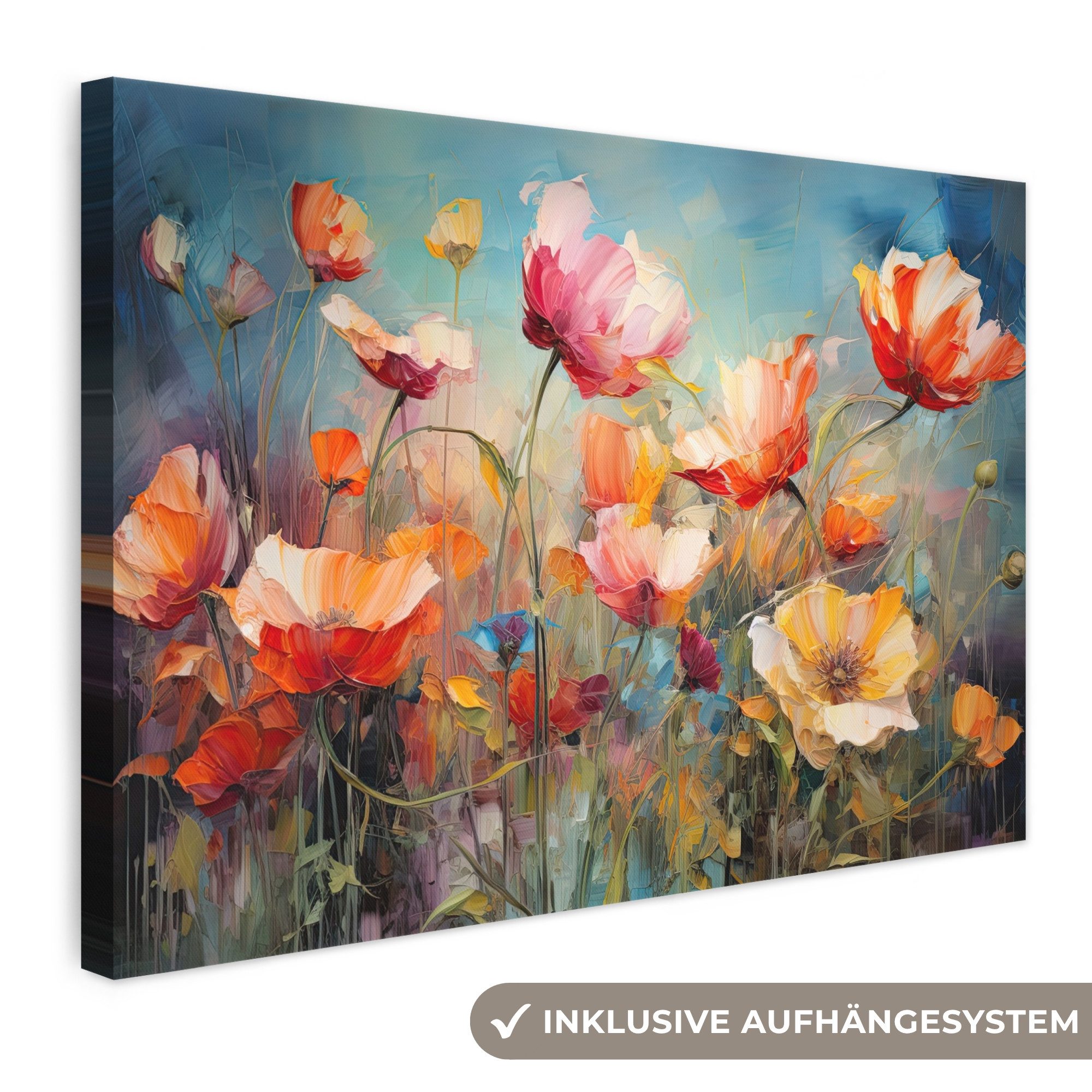 OneMillionCanvasses® Leinwandbild Blumen - Aquarell - Kunst - Botanisch - Natur, Fotodruck (1 St), Leinwand Bilder Klein, Wand Dekoration Aesthetic 30x20 cm