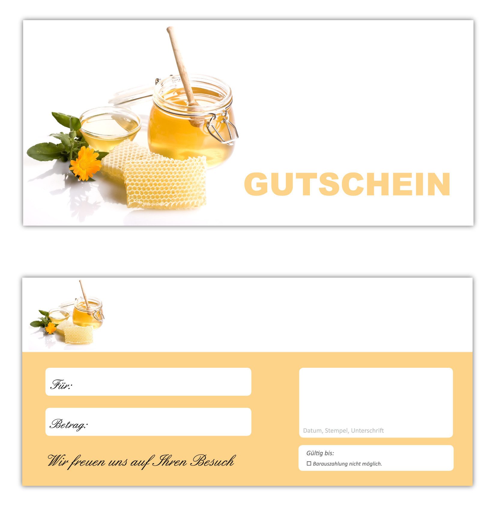 Geschenkkarte Geschenkgutscheine Honig im Glas Gutscheinkarten (Honig-666)