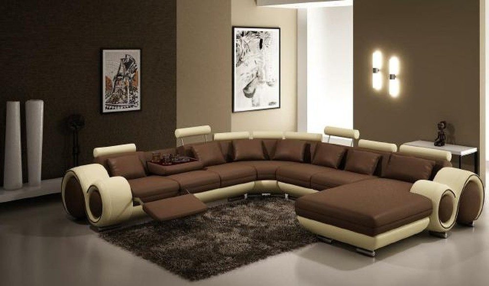 JVmoebel Ecksofa Elegante Leder Wohnlandschaft - XXL Ecksofa und Couch für Wohnraum, Made in Europa