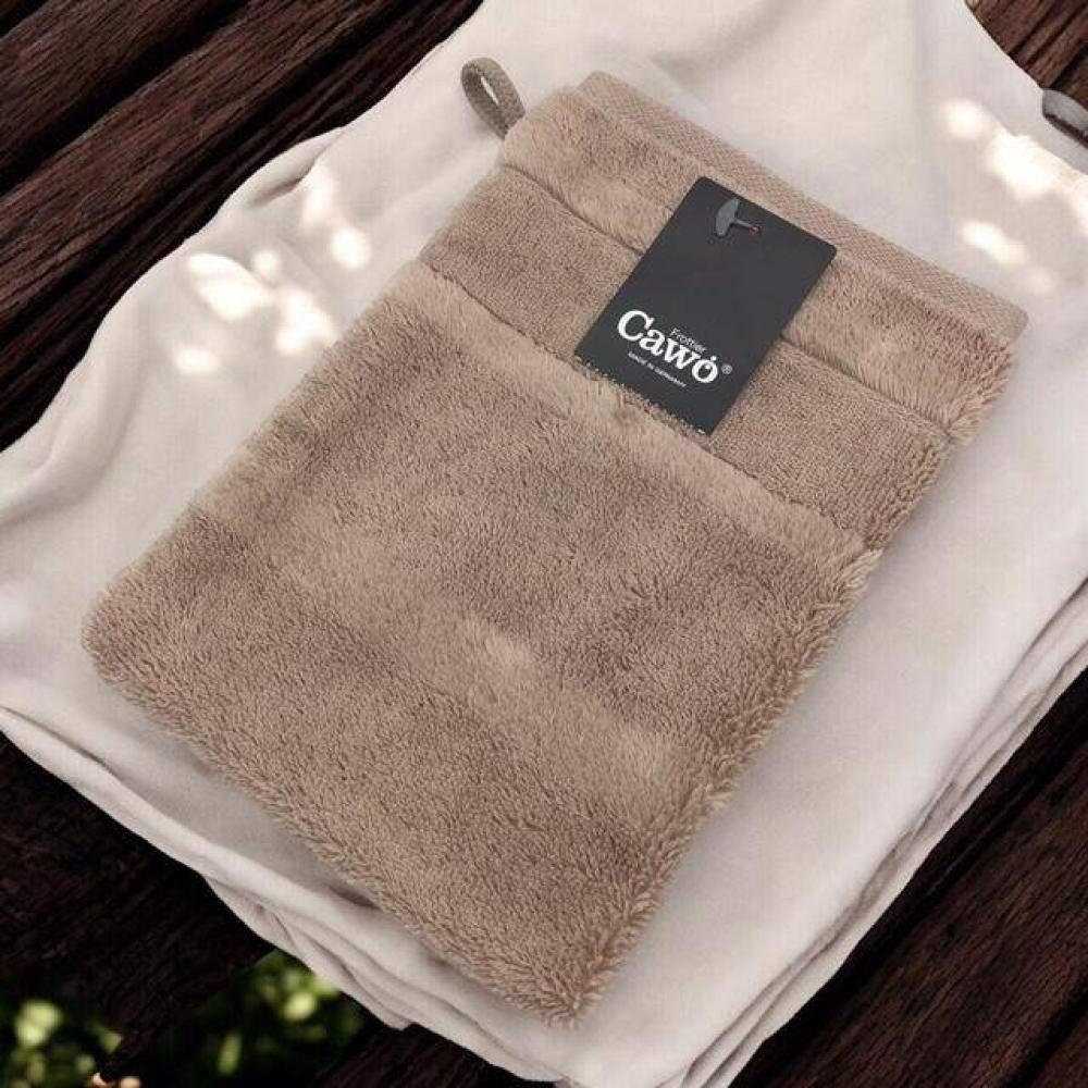 Cawö Waschhandschuh Noblesse2 Uni 1002 in Sand von Cawö, Velour