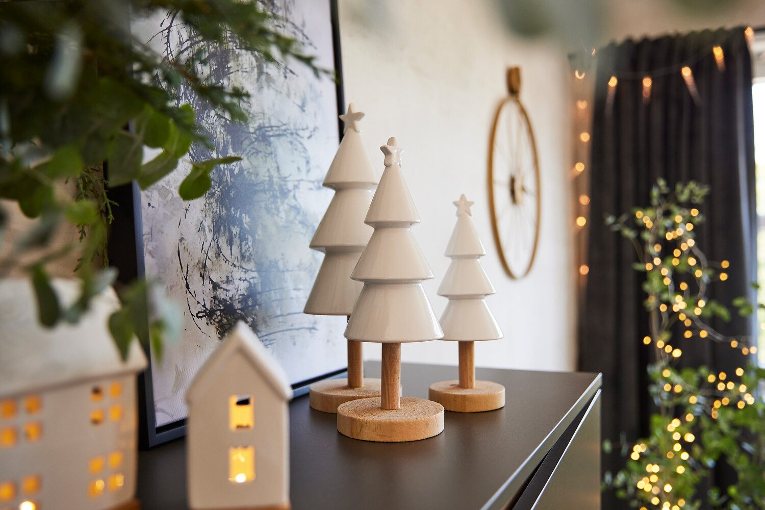 Creativ deco Dekobaum Weihnachtsdeko (1 St), aus Keramik und Holz