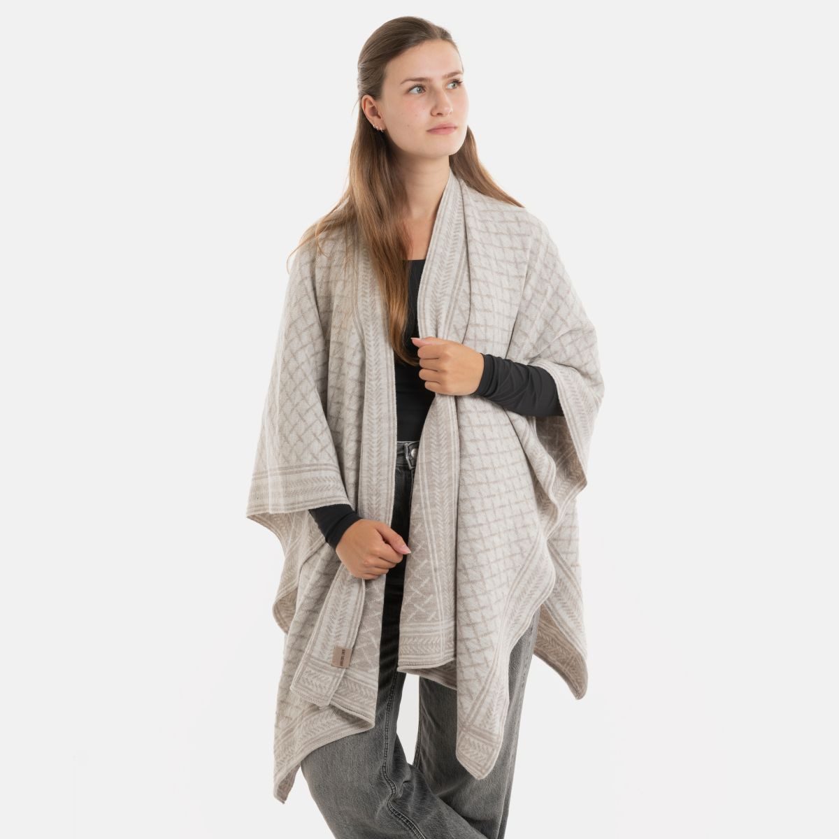 Knit Factory Poncho Dusk Poncho Cape Iced Clay/Beige (1-St) Strick Poncho für Frauen