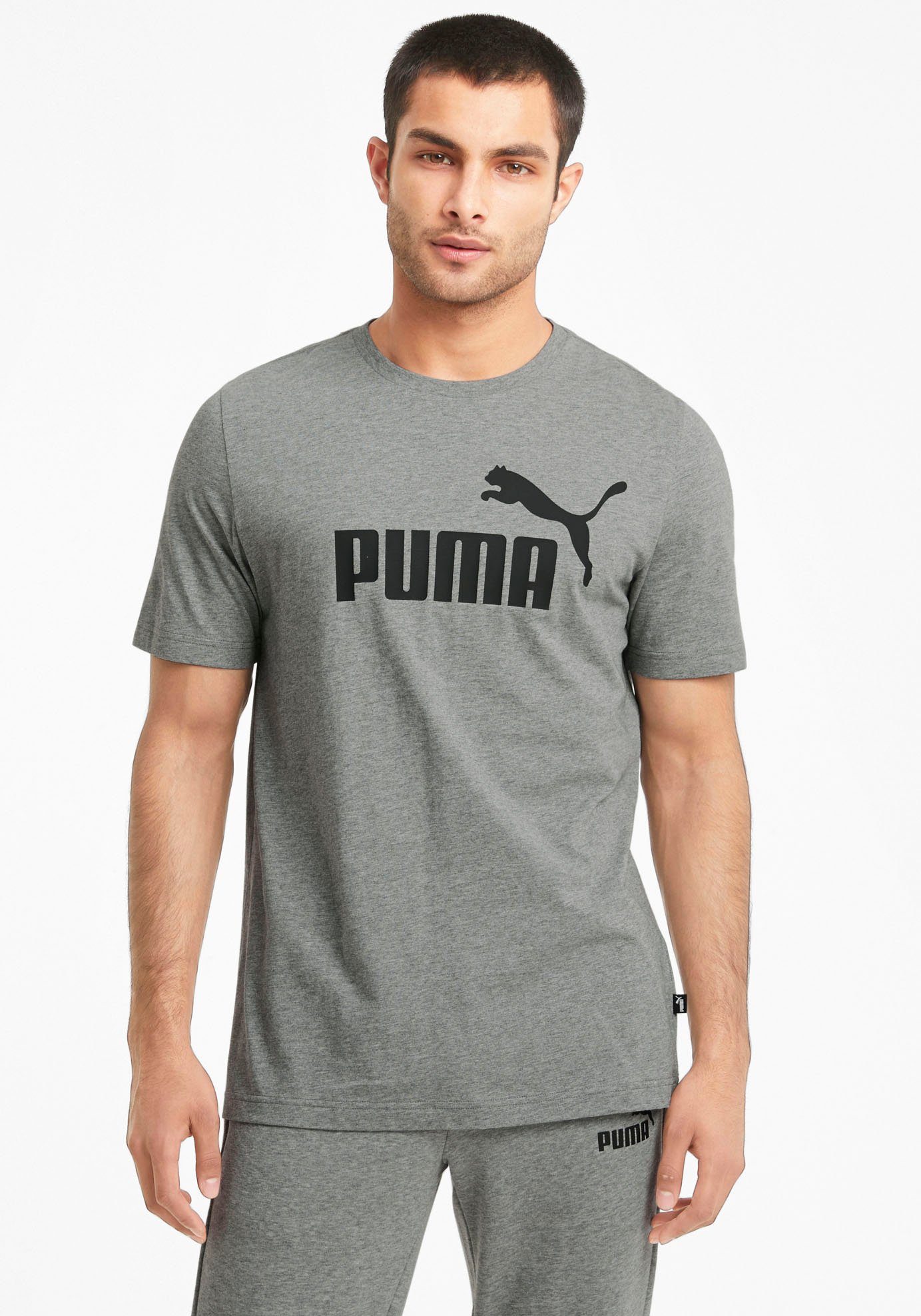 LOGO Heather ESS PUMA Gray T-Shirt Medium TEE