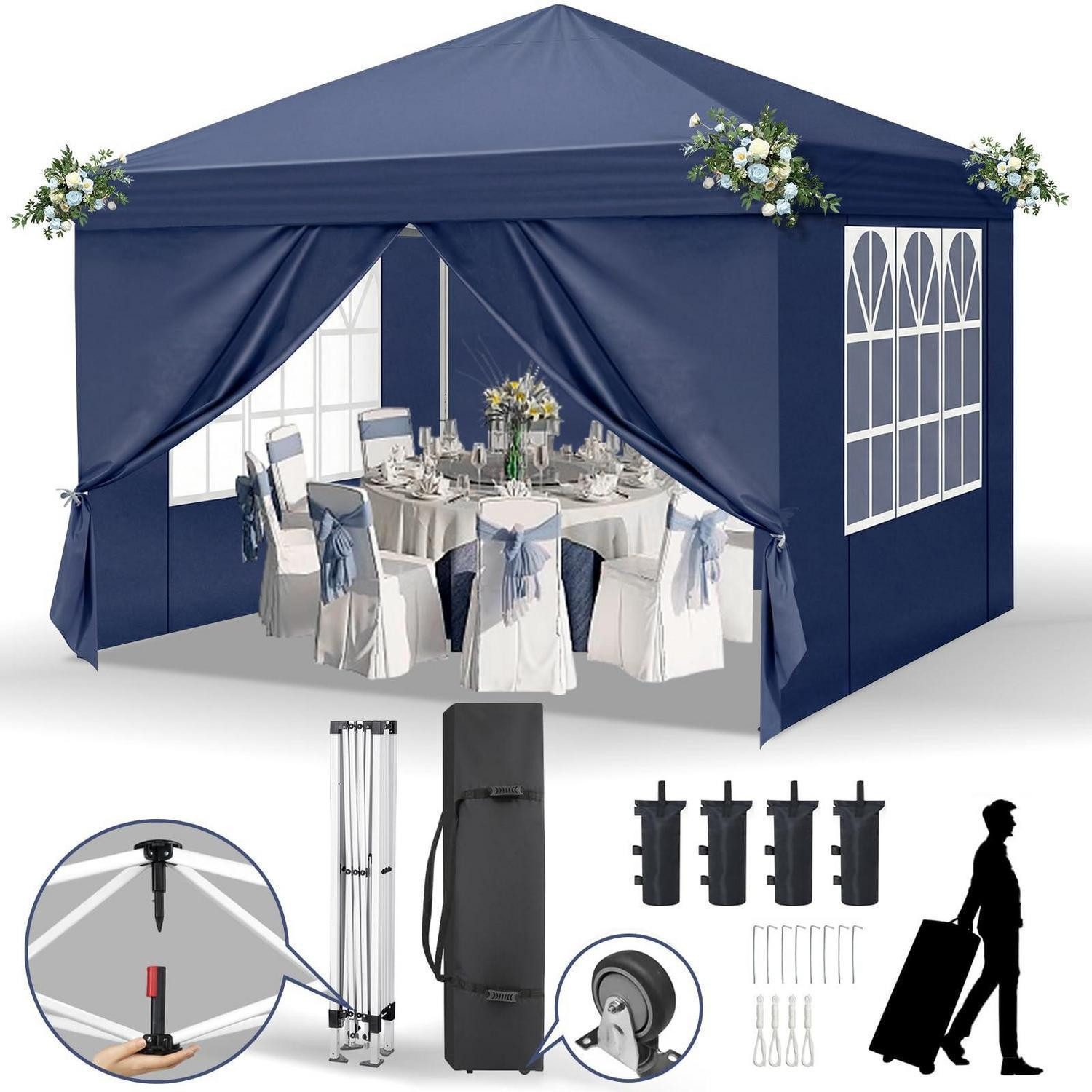 LuxusKollektion Faltpavillon Faltpavillon 3x3m Blau Wasserdicht UV50+