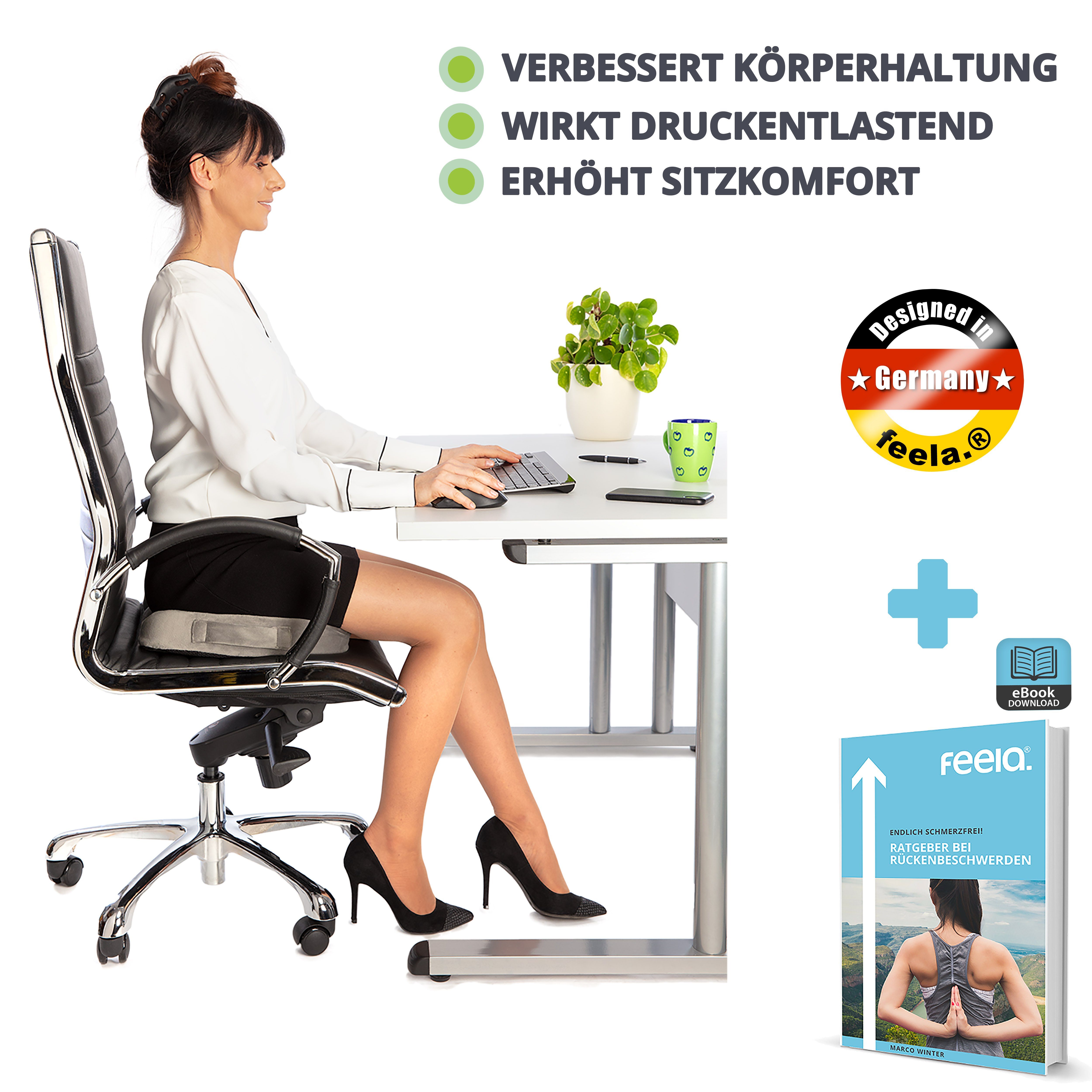 E-Book Ergo Feela.® Orthopädisches Sitzkissen Für Bürostuhl Und Auto Inkl 