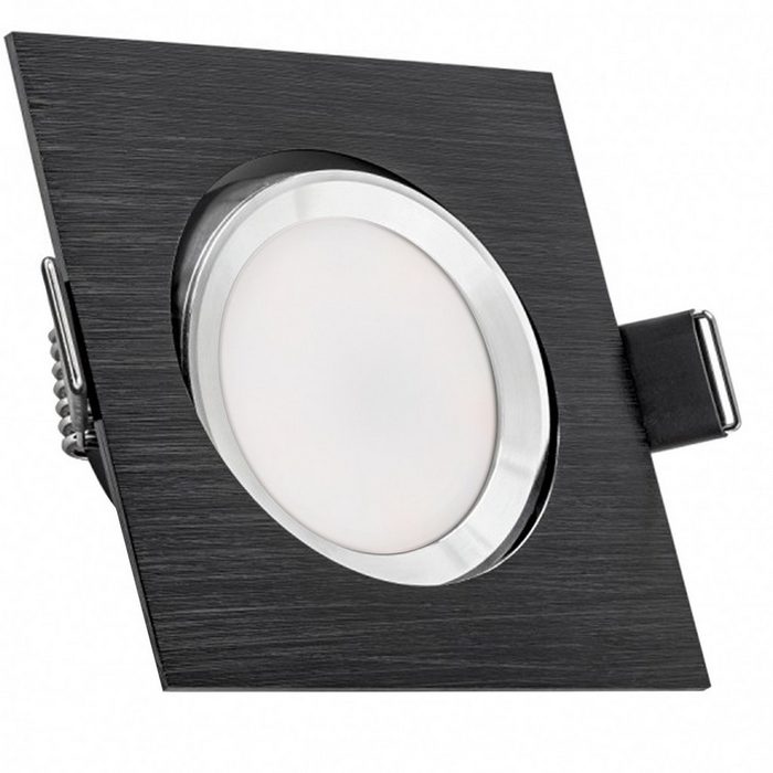 LEDANDO LED Einbaustrahler LED Einbaustrahler Set extra flach in schwarz mit 5W Leuchtmittel von LEDANDO - 3000K warmweiß - 120° Abstrahlwinkel - 35W Ersatz - eckig
