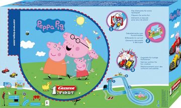 Carrera® Autorennbahn FIRST Rennbahn Peppa Pig Soapbox Race Komplettset ab 3 Jahren (Streckenlänge 2.9 m), (Set), inkl. 2 Spielzeugautos