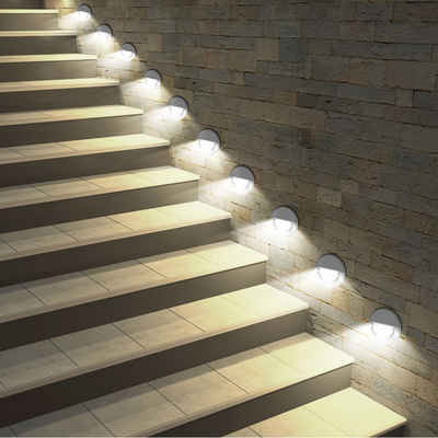 etc-shop LED Einbaustrahler, LED-Leuchtmittel fest verbaut, Neutralweiß, 10x LED Außen Wand Leuchten Treppen Stufen Strahler Hof Garten Lampen