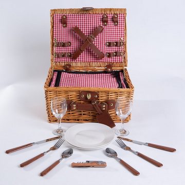 eGenuss Picknickkorb Handgefertigtes Picknickkorb für 2 Personen (Personen aus Weide), 34,5 x 26 x 16 cm