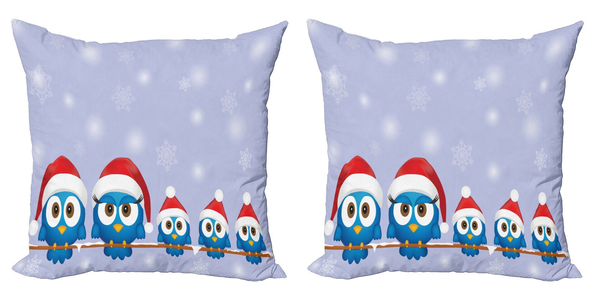 (2 Fun Weihnachten Sankt-Hüte Kissenbezüge Doppelseitiger Abakuhaus Accent Modern Digitaldruck, Stück), Vögel