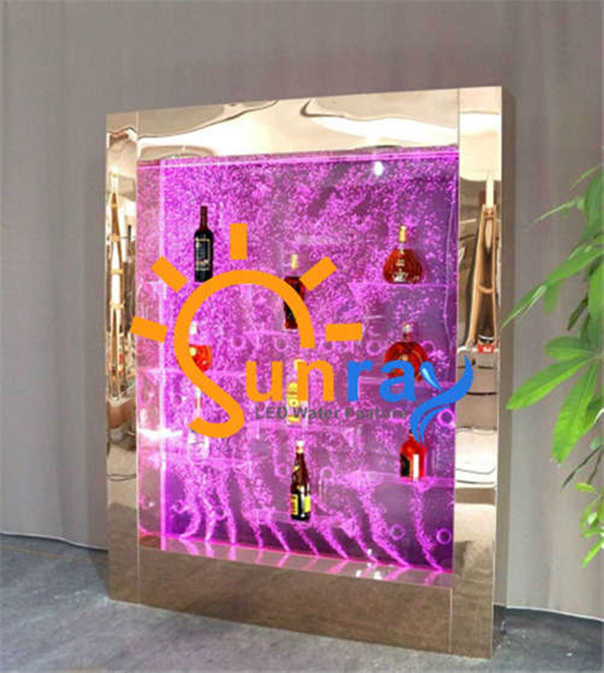 JVmoebel Wandregal, LED Glas Wand Schrank Wasser Regal Ausgefallene Regale Wände Bar