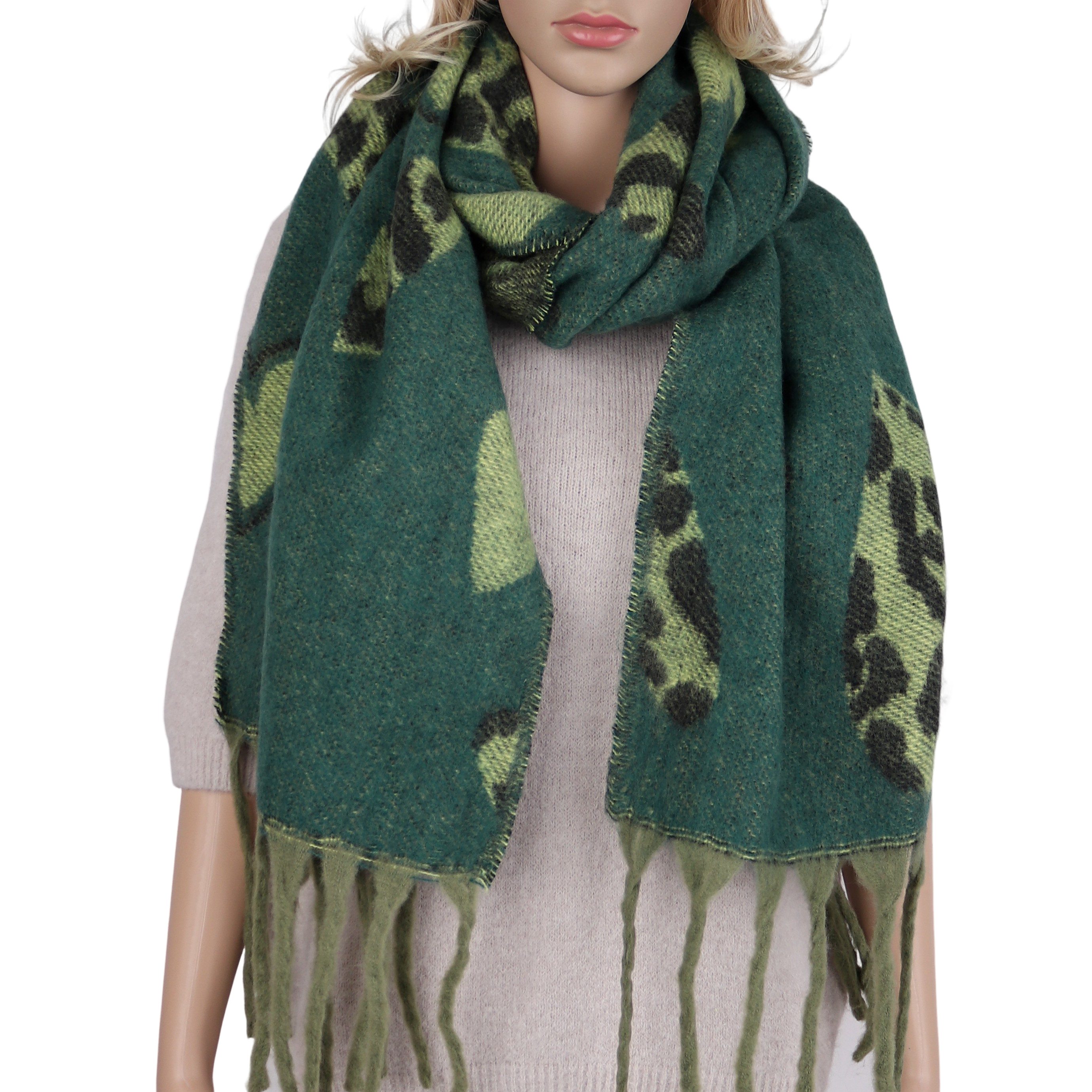 MIRROSI Modeschal weicher und warmer Schal Herzenmotiv mit Fransen, 40 x180cm, (ca.300 Gramm; Neue Kollektion Herbst/Winter 2025)