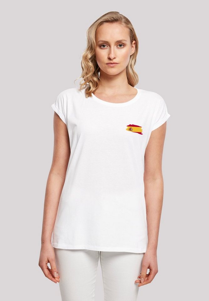 F4NT4STIC T-Shirt Spain Spanien Flagge Print, Das Model ist 170 cm groß und  trägt Größe M