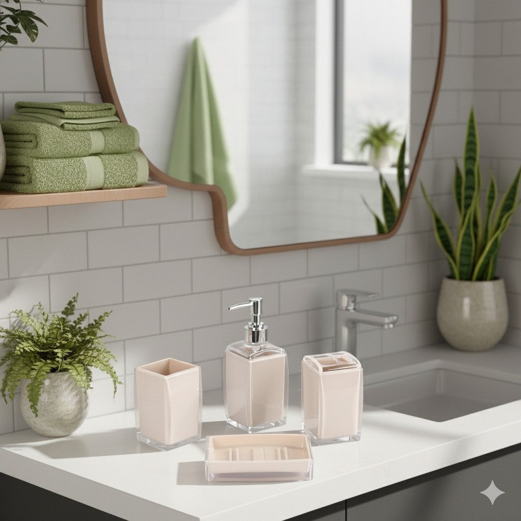 Cheffinger Badaccessoire-Set Bad-Accessoire Set Seifenspender Zahnbürstenha günstig online kaufen