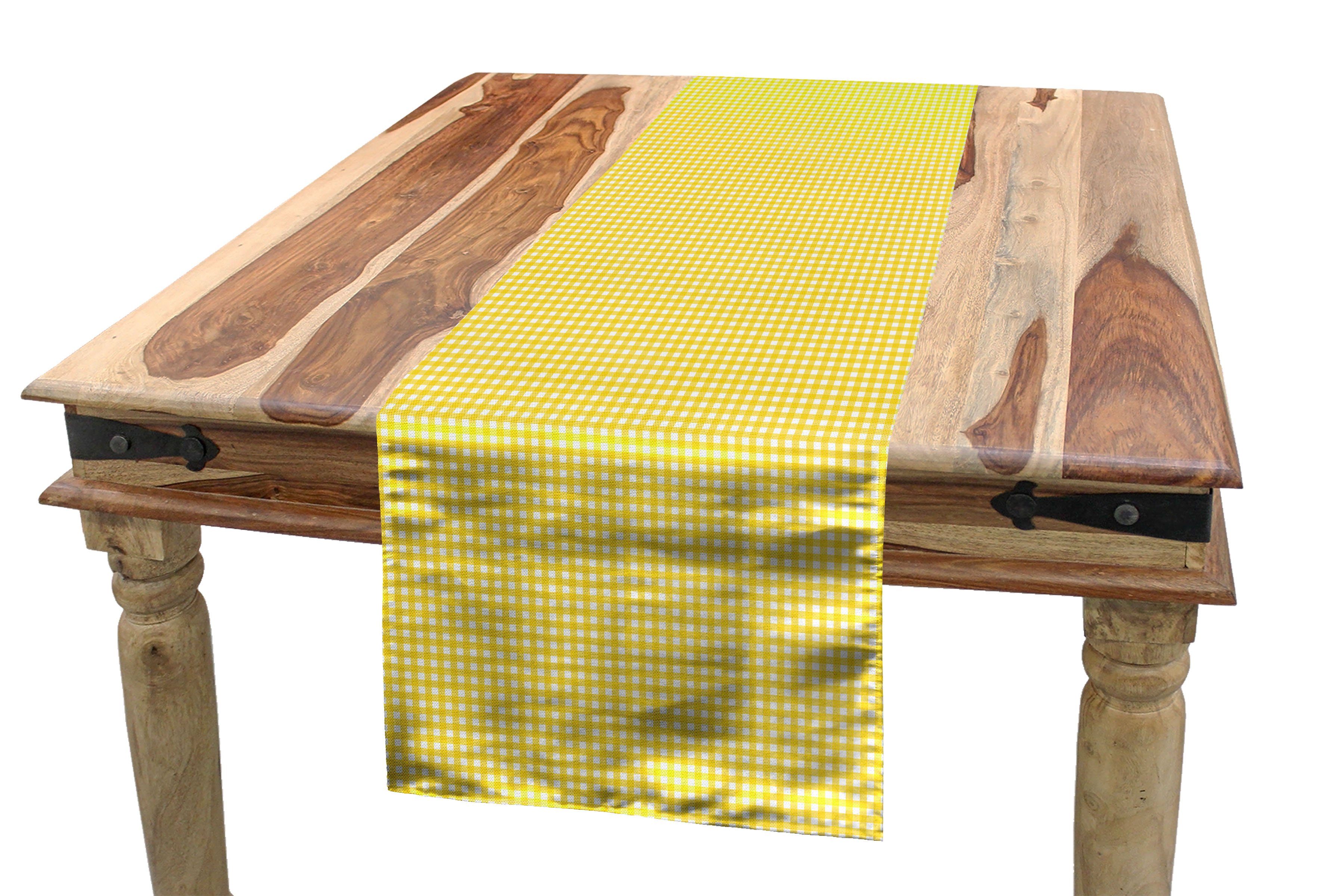 Abakuhaus Tischläufer Esszimmer Küche Rechteckiger Dekorativer Tischläufer, Kariert Retro Englisch Yellow