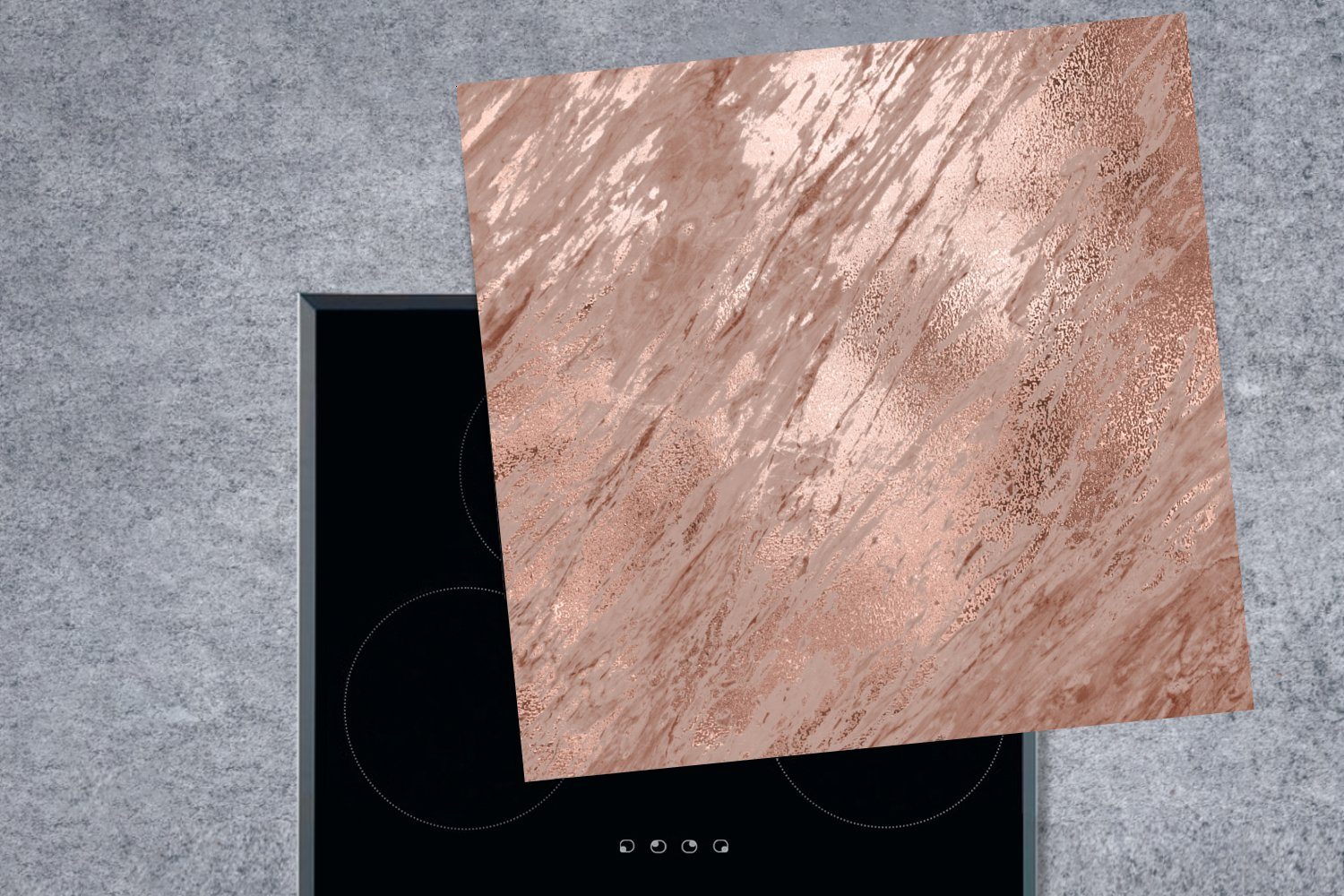 MuchoWow Herdblende-/Abdeckplatte Marmor - Rosa küche 78x78 Vinyl, (1 cm, für Ceranfeldabdeckung, Gold, tlg), - Arbeitsplatte