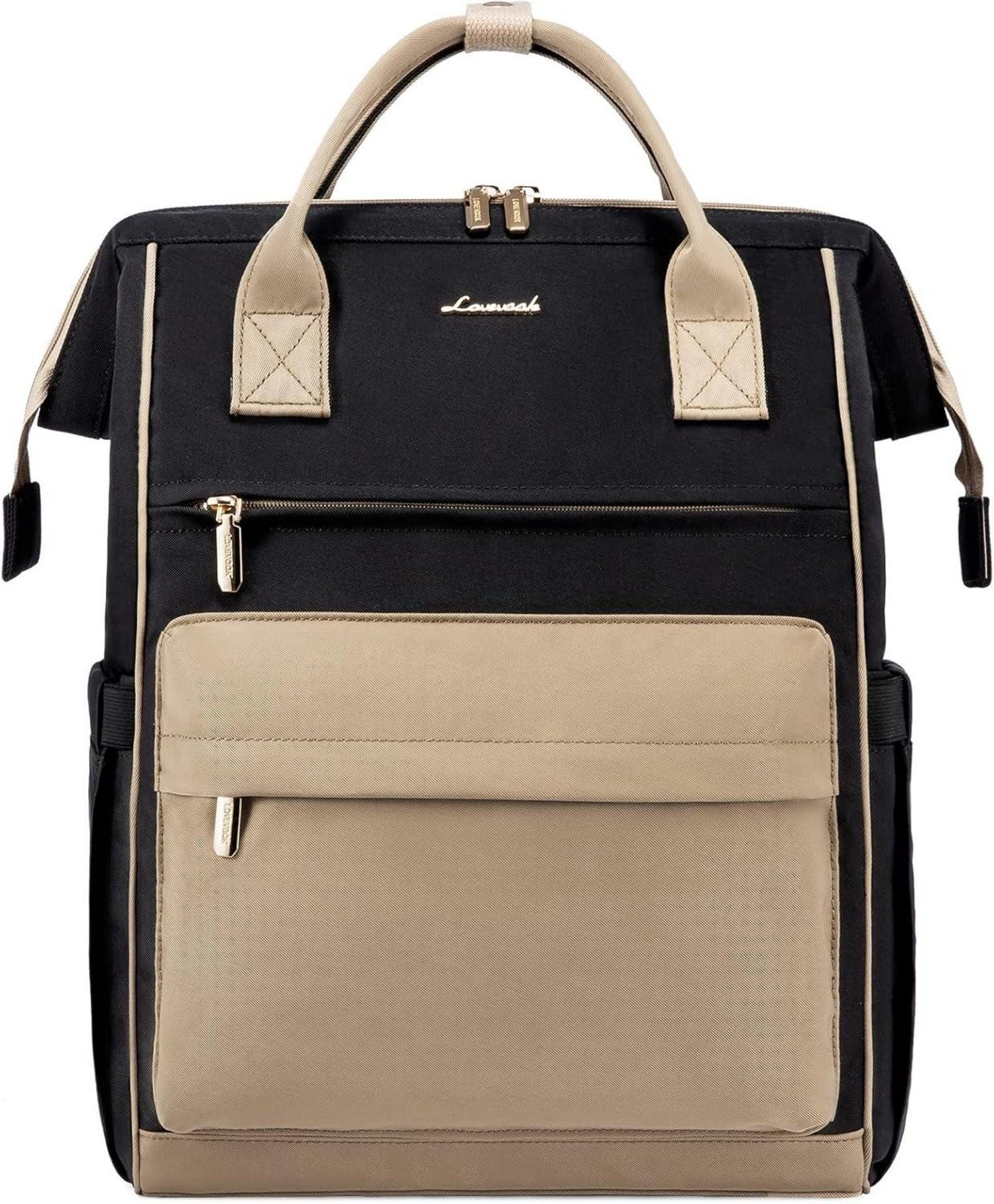 LuxusKollektion Schulrucksack Schulrucksack Damen Mädchen Jungen Teens khaki Schwarz, 15,6 Zoll