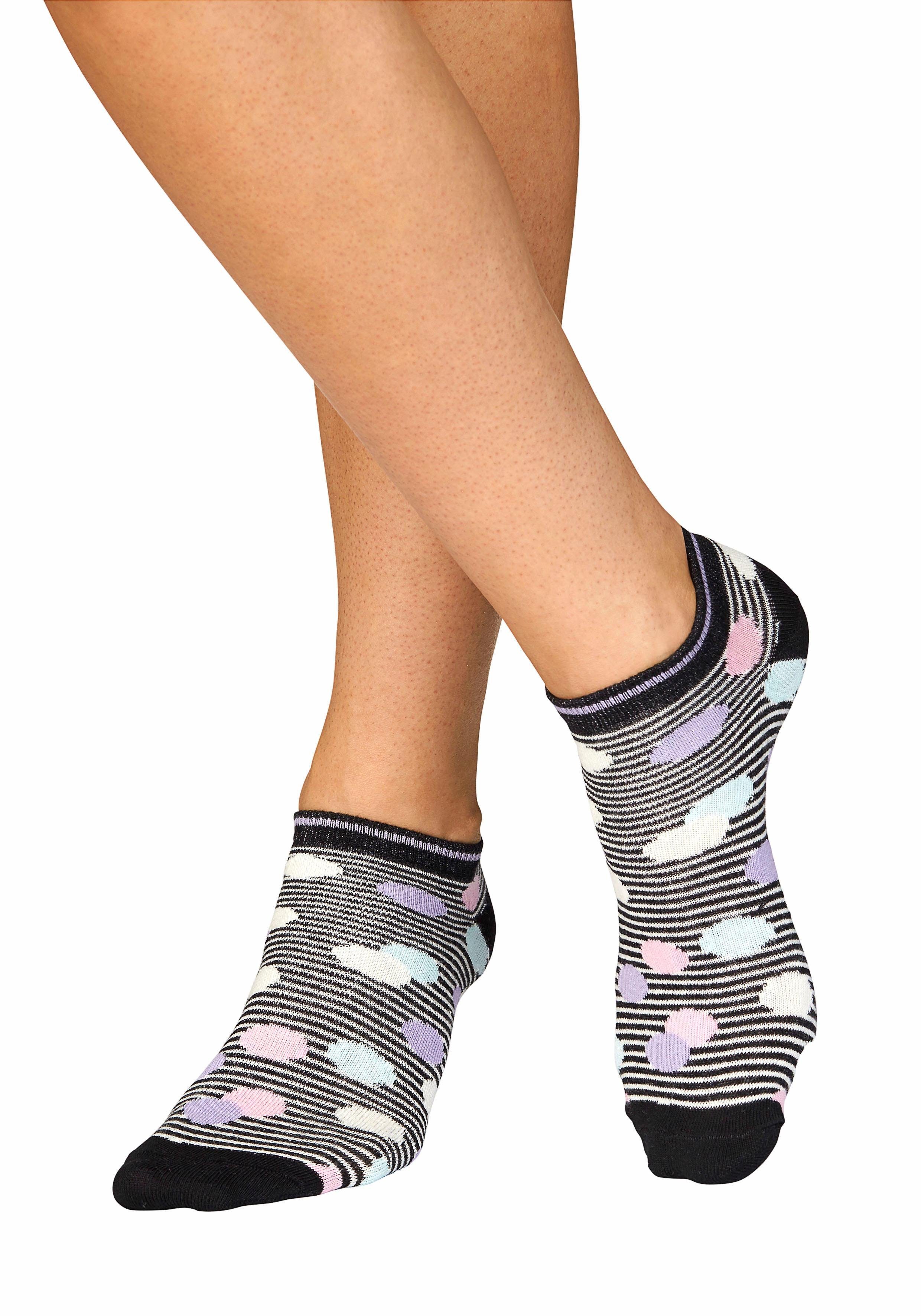 Bench. Sneakersocken (Packung, 5-Paar) gestreift und gepunktet