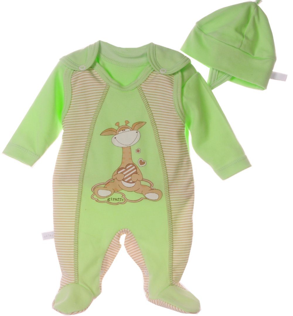 La Bortini Strampler Strampler Mütze Hemdchen Set Baby Anzug 3tlg 44 50 56 62 68 74