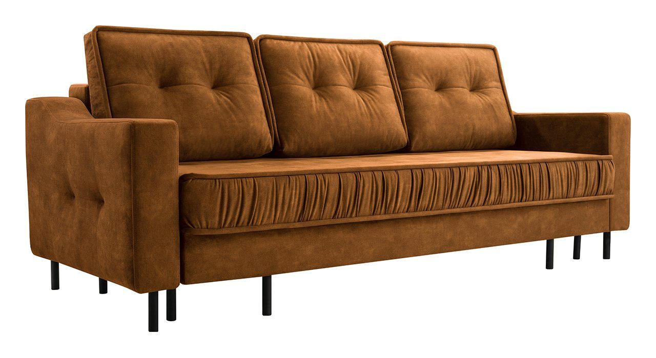 MÖBEL Schlaffunktion, Sitz gesteppter Kissen mit AREZZO, und Palladium MKS Dreisitzer-Sofa Orange Sofa