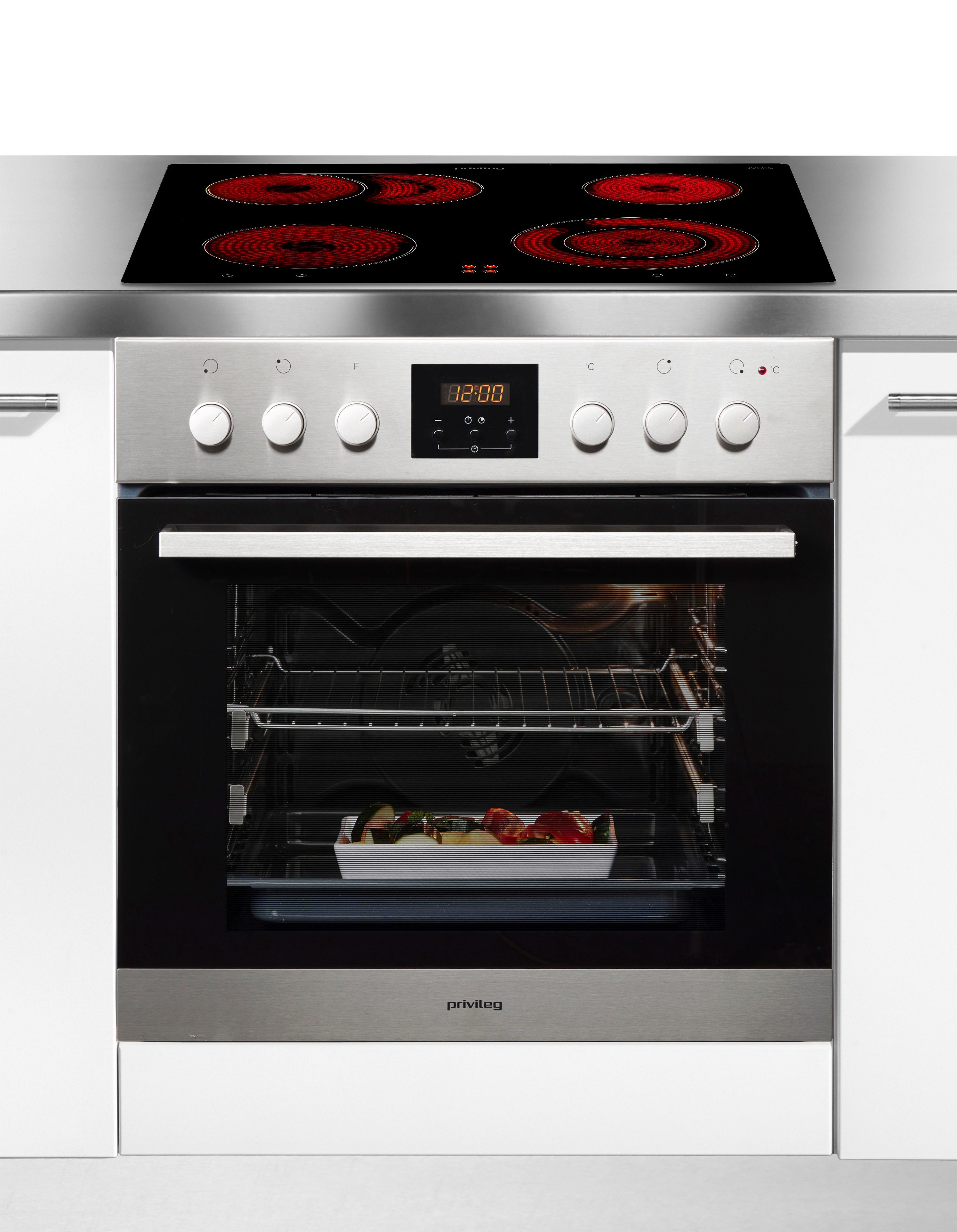 Privileg Elektro-Herd-Set SET PV520 IN, mit 2-fach-Teleskopauszug, Hydrolyse, 2fach Backauszug: bequemes Platzieren & Rausholen der Speisen